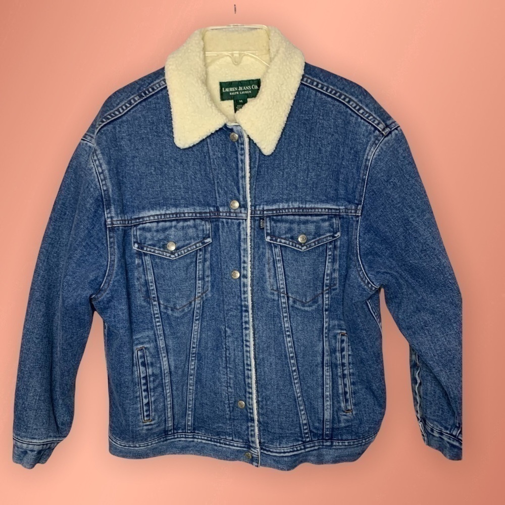 Vtg Ralph Lauren Jeans Co. Faux Sherpa Lined Denim Jean Jacket